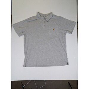 Carhartt Force Polo Shirt Mens Large Gray Relaxed Fit Pocket Short Sleeve Work